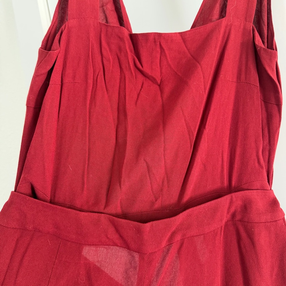 NWT / Vetta Capsule Two Piece Apron Jumpsuit in Burgundy - Picture 3 of 8
